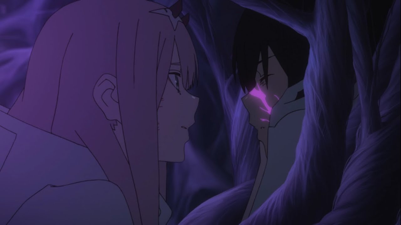 02 рядом с Хиро — кадр из оригинального Darling in the Franxx